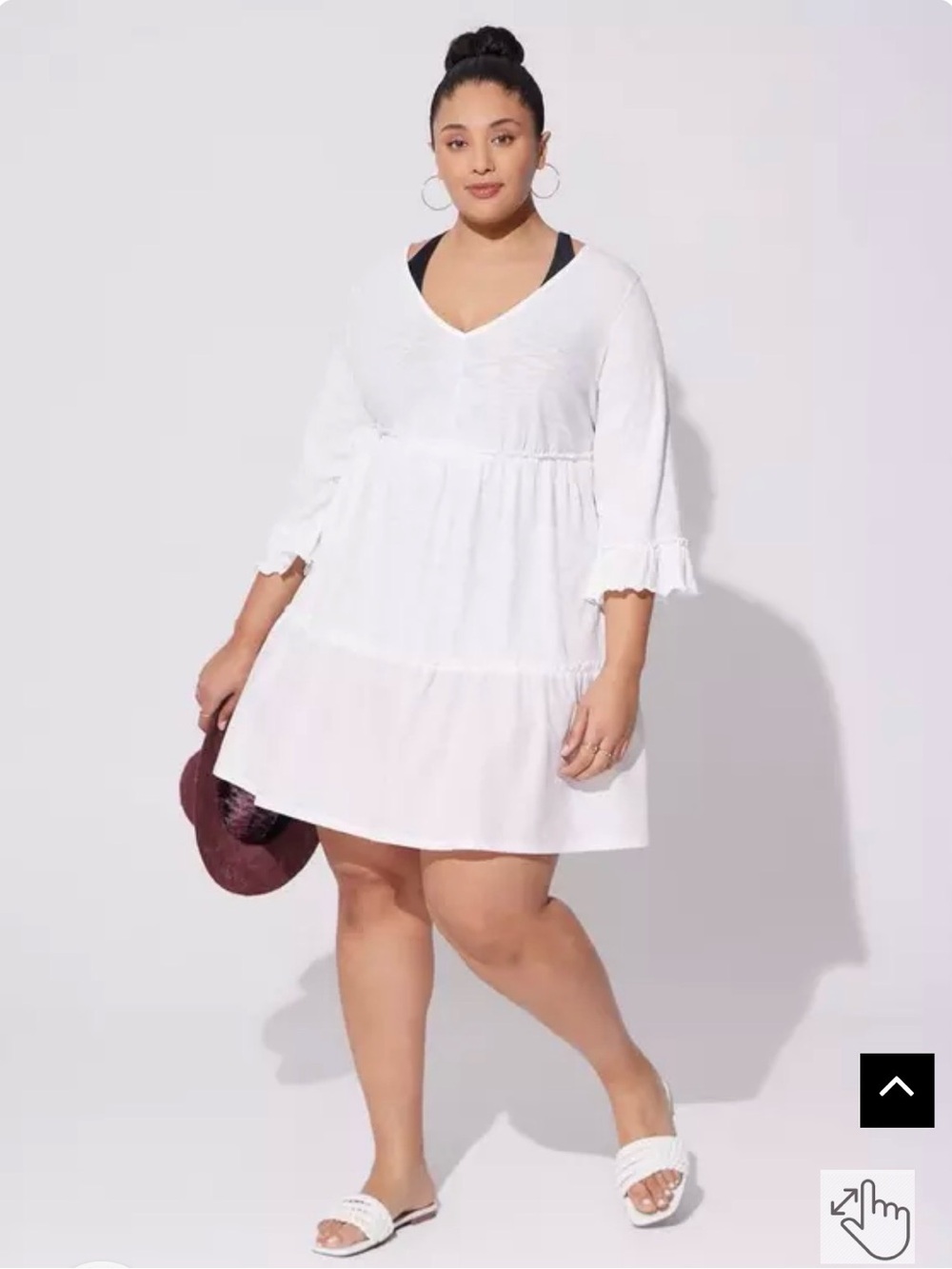 Torrid NWT Mini Cotton Ruffle Long Sleeve Beach Dress 2X white - Picture 10 of 10